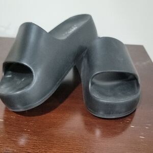 ASOS Black Platform Mule Slides with Open Toe